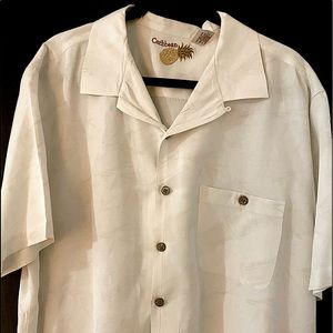 Men’s short sleeve shirt,  extra-large, 55% silk 45% linen,